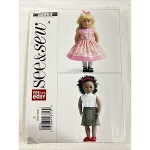 UNCUT Butterick See & Sew B5553 18" Doll Clothes Dress Sewing Pattern 5553